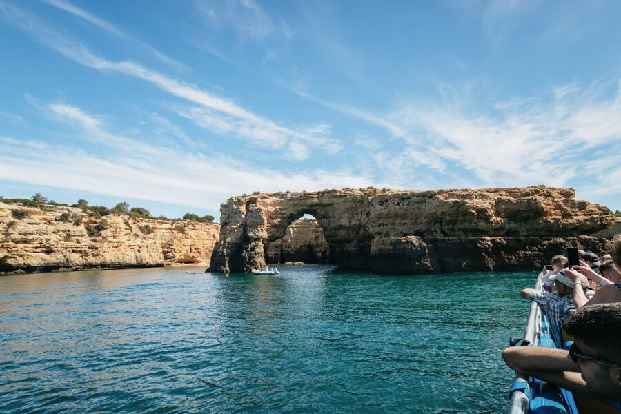 Albufeira: 2.5-Hour Benagil Caves & Dolphin Watching - Praia da Marinha and the approach to Benagil