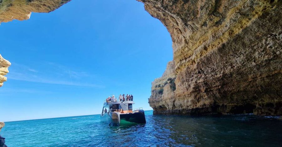 Albufeira: Coastline and Benagil Caves Tour by Catamaran - The first stretch past São Rafael and Praia da Coelha