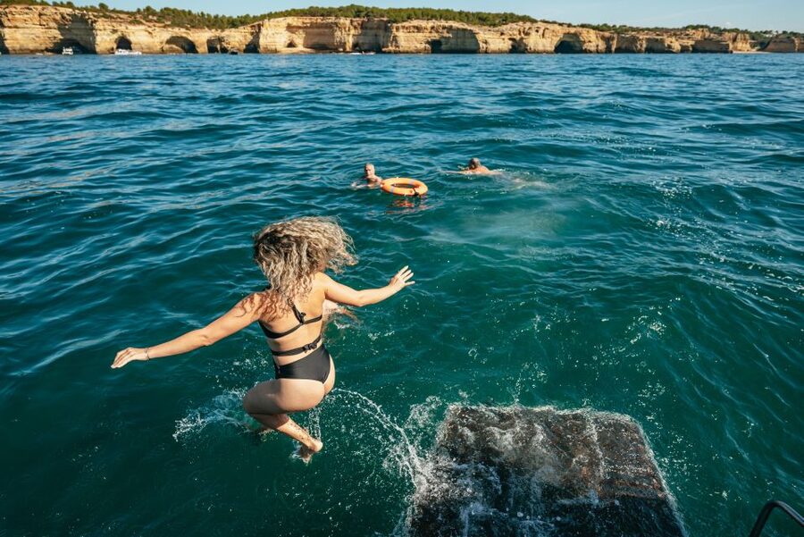 Algarve 3-Hour Caves and Coastline Boat Trip - The sea swimming stop