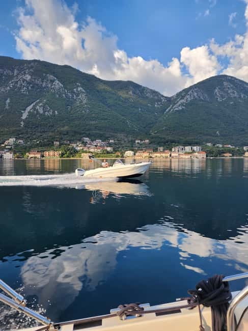 Azure Wonders: Kotor's Blue Cave Expedition - Leaving Kotor by speedboat