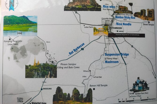 Battambang Tuk Tuk tour: Bambootrain, Killing & Bat Caves,Sunset - Local food, including optional rat barbecue