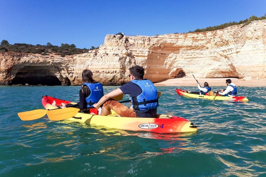Benagil: Benagil Caves and Secret Spots Guided Kayaking Tour - The first hour: Benagil Sea Cave and nearby caverns