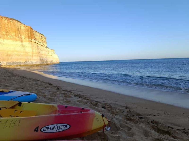 Benagil: Cave and Sea Caves Guided Kayak Tour - The first paddle toward Benagil Cave