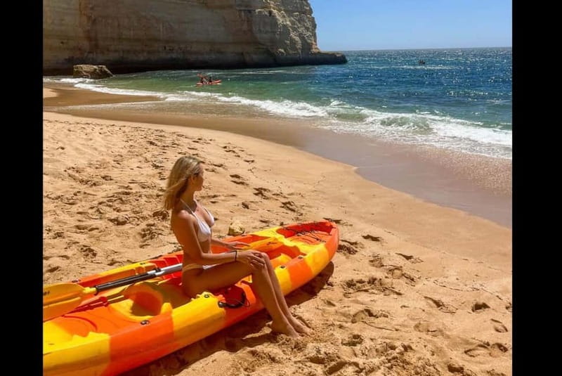 Benagil: Guided Kayak Tour inside caves and Praia da Marinha - Praia da Marinha from the water