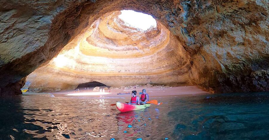 Benagil: Kayaking Adventure in Benagil Caves & Marinha Beach - Entering Benagil Cave from the water