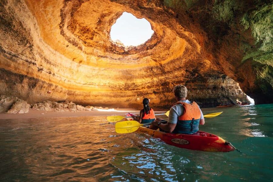 Benagil: Kayaking Tour to the Benagil Cave (Free Shower) - Paddling out from Benagil Beach