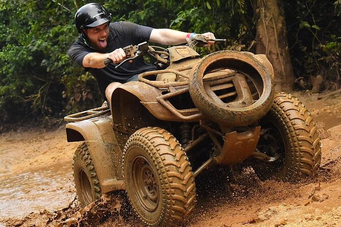 Cancun ATV Jungle Adventure, Ziplines, Cenote and Tequila Tasting - Three short zipline flights above the trees