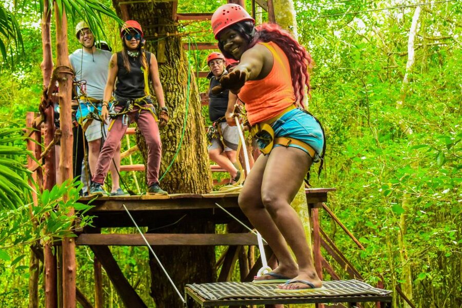 Cancun: Jungle ATV Tour, Ziplining, and Cenote Swim - Three ziplines over the tree tops