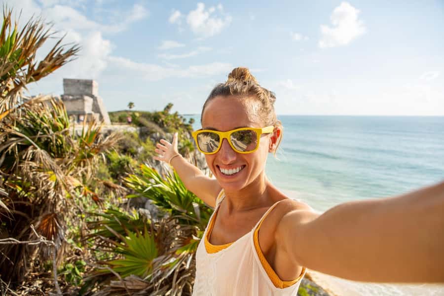 Cancun: Tulum & Coba with Cenote, Cave Exploration and Lunch - Tulum’s ruins above the Caribbean