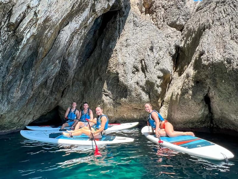 Capri: Caves and Beaches Paddle Board Tour with Photos - The safety briefing and first paddle strokes
