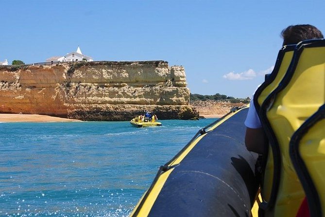 Caves and Dolphin Watching Cruise from Albufeira - Leaving Albufeira Marina on a Small Speedboat