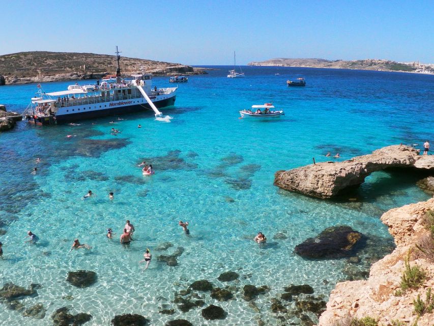Comino: Blue Lagoon & Caves Boat Cruise - The optional speedboat and the view toward Gozo