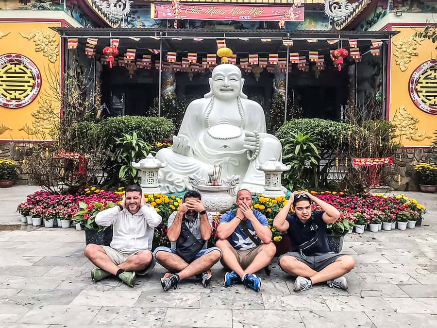 Da Nang: Lady Buddha, Marble Mountains, and Am Phu Cave Tour - Climbing Marble Mountain one uneven step at a time
