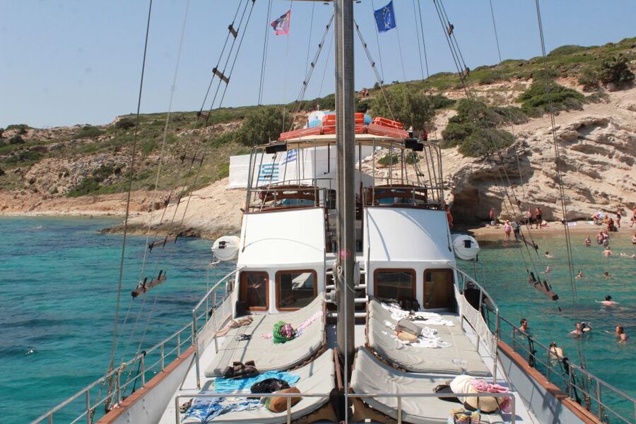 From Ag Anna: Rina's Cave and Ano and Kato Koufonisi Cruise - The sailing along Naxos’s west coast
