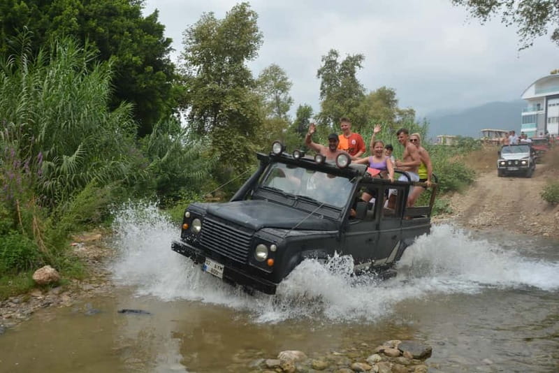 From Alanya: Jeep Safari with Lunch, Dim River & Cave - Water fights and the open Land Rover ride