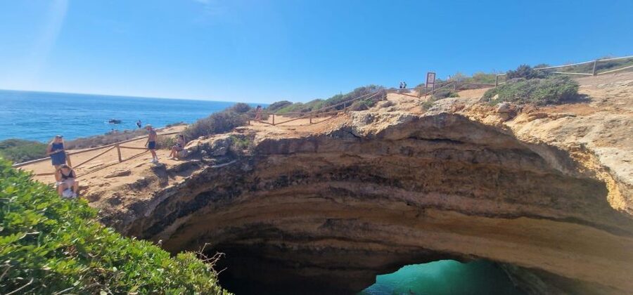 From Faro: Benagil Cliffs Hiking & 4 Treasures Experience - Senhora da Rocha, Praia Nova, and the rock tunnel
