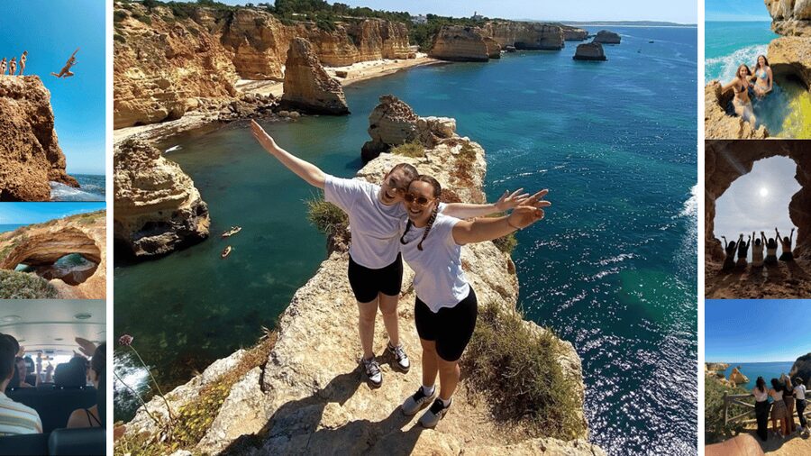 From Faro: Benagil, Marinha, 7 Valleys, Algar Seco Adventure - Guides, transport, and the value of $57