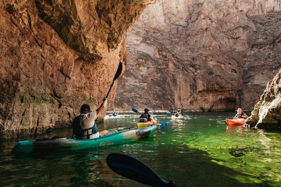 From Las Vegas: Emerald Cave Guided Kayaking Tour - Paddling north on the Colorado River