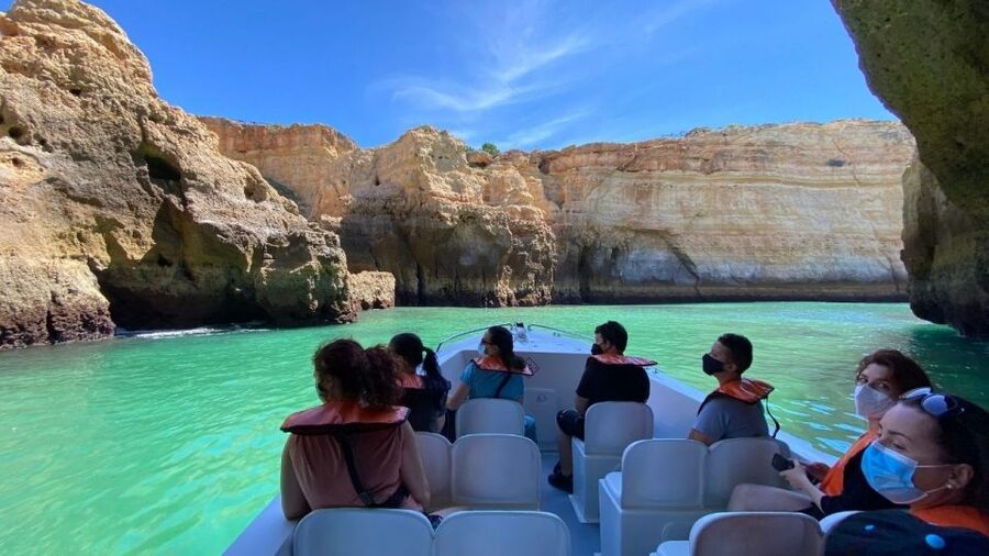 From Portimão: Algar de Benagil and Sea Caves Boat Tour - The run past Carvoeiro and the first cliffs