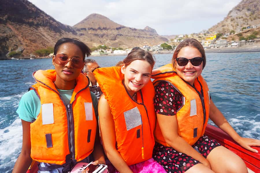 From Praia: Boat Trip, Snorkeling, Cave & BBQ on the Beach - A black-sand beach and a local fish barbecue