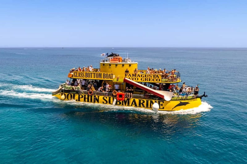 From Protaras: Cruise to Blue Lagoon, Turtle Cove & Sea Cave - Cape Greco, Pirate Caves, and Lover’s Bridge