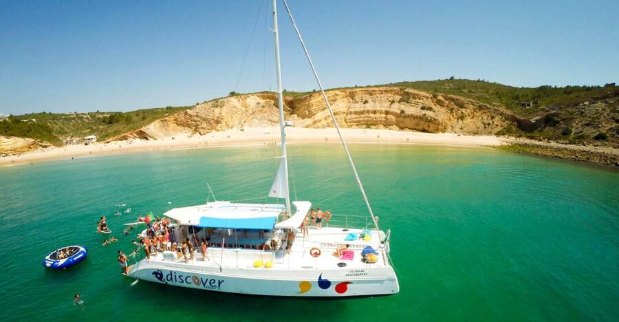 Lagos: Piedade Caves & Coastline - Catamaran - Leaving Lagos Marina for the golden coast