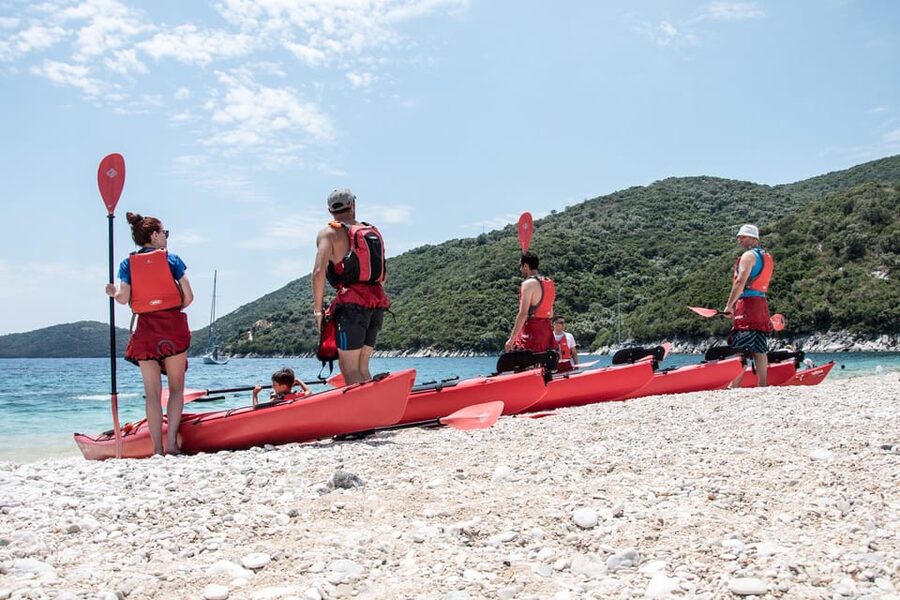 Lefkada: Blue Cave Kayak Tour with a Taste of Greece - Starting at Mikros Gialos Beach