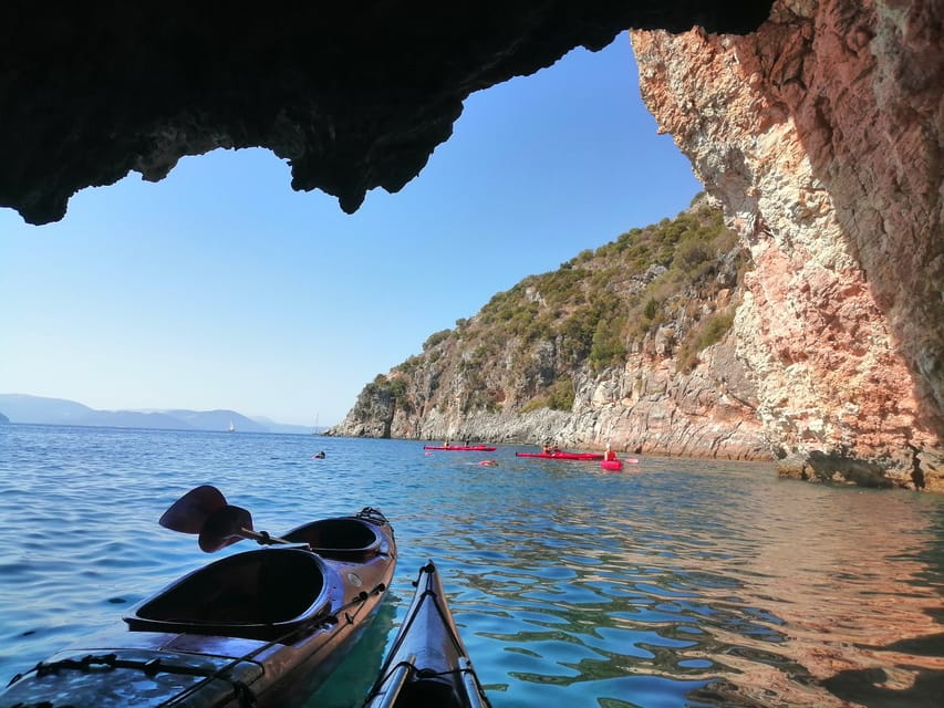 Lefkada: Blue Cave Kayak Tour with a Taste of Greece - A Greek snack on a small beach