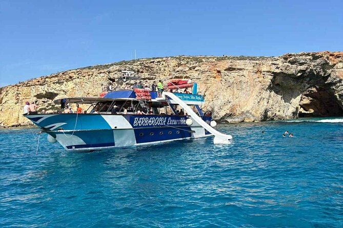 Malta: Blue lagoon, Gozo, Comino & Crystal Lagoon Sea Caves - Leaving Marfa Jetty and passing Comino’s coast