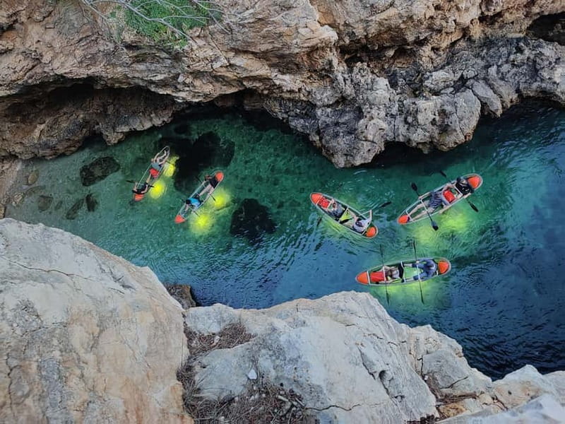 Pula: Cave Sunset/Night Tour in Transparent Kayak - The first paddle: coves, cliffs, and fading light