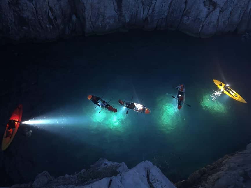 Pula: Cave Sunset/Night Tour in Transparent Kayak - The cave stop and what can change