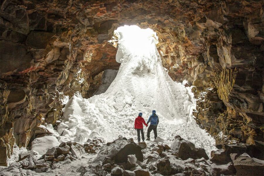 Raufarhólshellir Lava Tunnel: Underground Expedition - Walking into a volcanic passage
