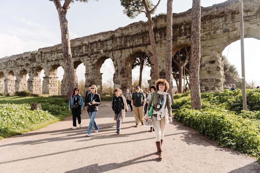 Rome: Appian Way, Aqueducts, and Catacombs Tour - Meeting Cecilia Metella beside the old road