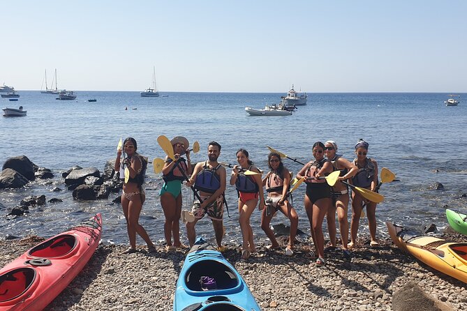 Santorini Sea Kayak - South Discovery, Small Group incl. Sea Caves and picnic - Sunset departures and changing start times