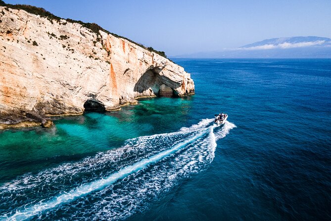 Shipwreck and Blue Caves - Private Speedboat Tour (up to 6 pax) - Comfort, drinks, music, and sun protection