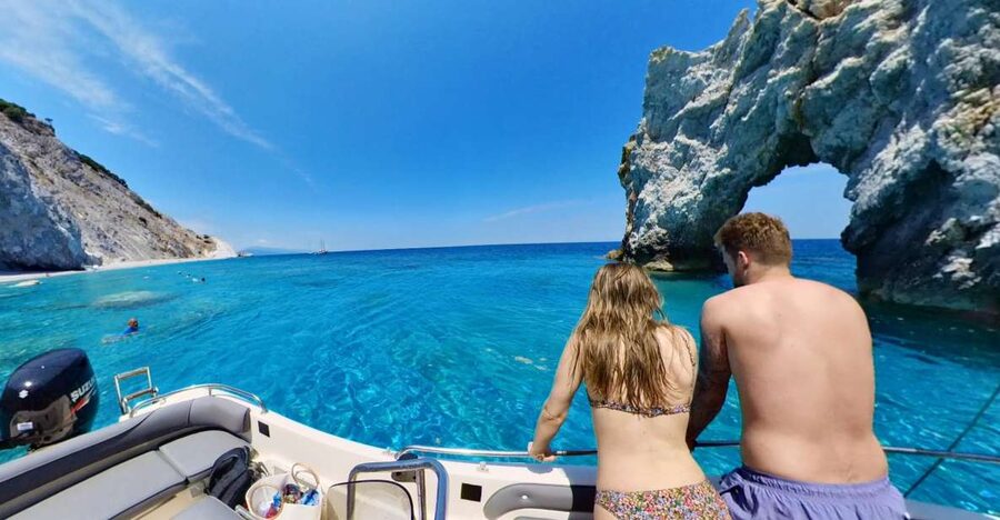 Skiathos: Private Lalaria Beach and Caves Speedboat Tour - Entering the Dark Cave by speedboat