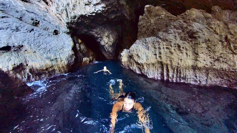 Skiathos: Private Lalaria Beach and Caves Speedboat Tour - The first swim stop after seven minutes