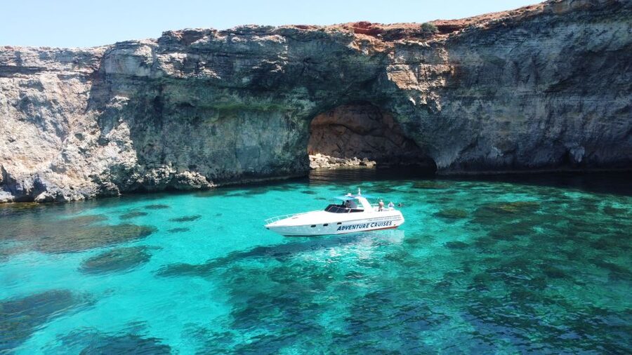 Sliema: Boat Trip to Comino Blue Lagoon, Gozo, and Caves - Crystal Lagoon: the first swim