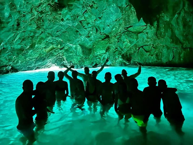 Vlora: Blue Cave and Grama Bay Full-Day Speedboat Tour - Englishman Bay is built for a swim
