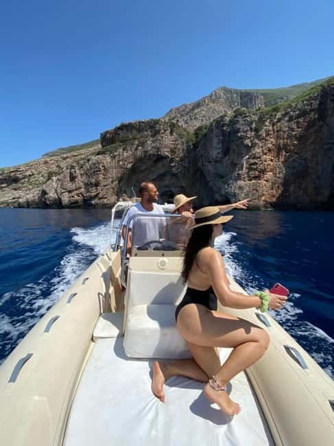 Vlore: Haxhi Ali Cave, Karaburun Speedboat Tour & Snorkeling - Entering the large chamber of Haxhi Ali Cave