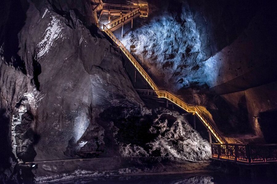 Wieliczka Salt Mine Tour Including Hotel Pick-Up - Descending 378 stairs into the first level