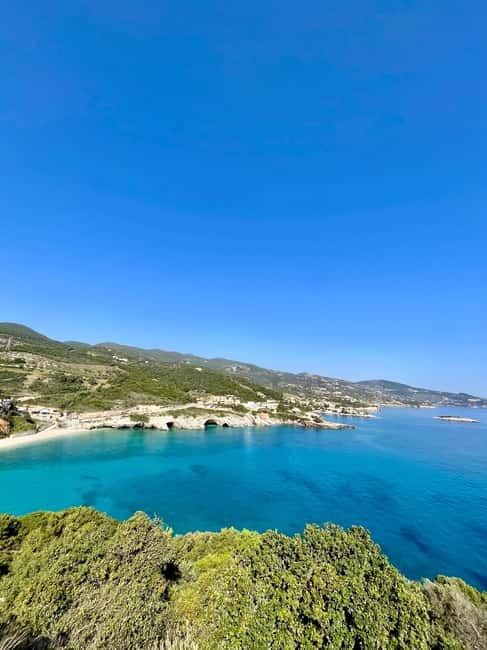Zakynthos: Private Shipwreck & Blue Caves Tour by Land & Sea - White Beach gives you the longest water break